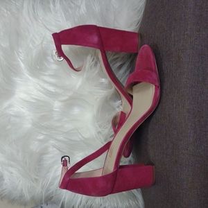 Pink suede heels